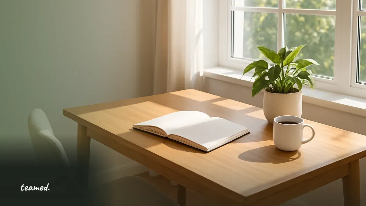 A calm home workspace beside a window, representing employer obligations for remote employees.